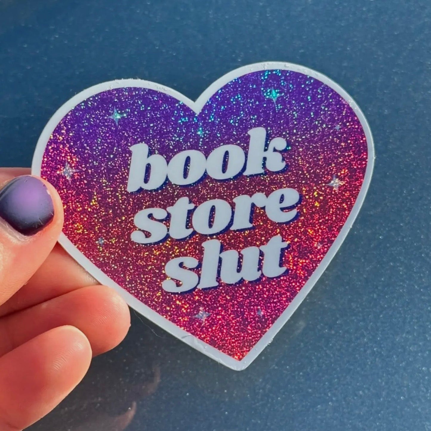 Book Store Slut Glittery Heart Sticker