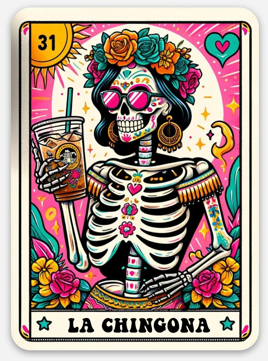 La Chingona tarot card sticker