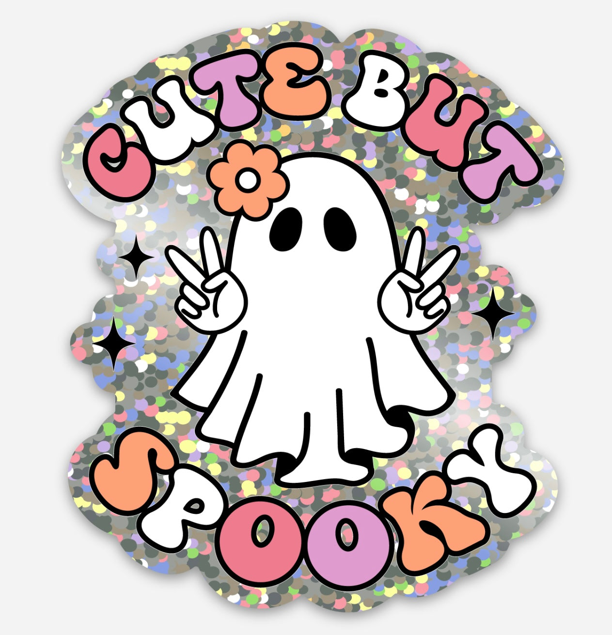 Cute but spooky glittery sticker