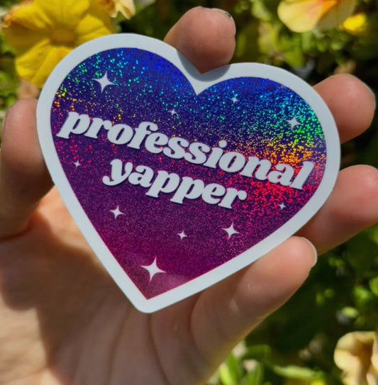 Professional Yapper Ombre Glittery Heart Sticker
