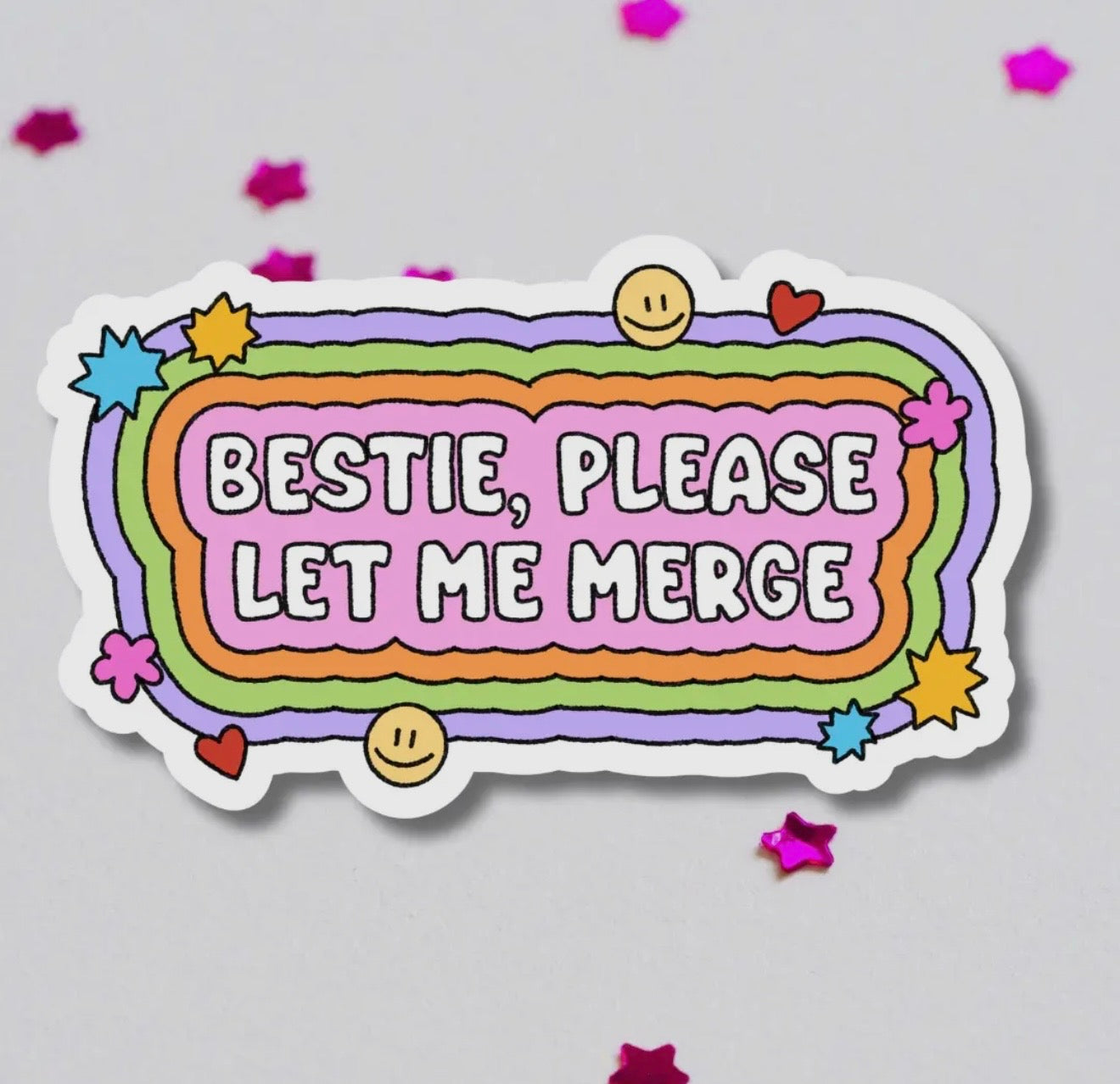 Bestie Please Let Me Merge Mini Bumper sticker