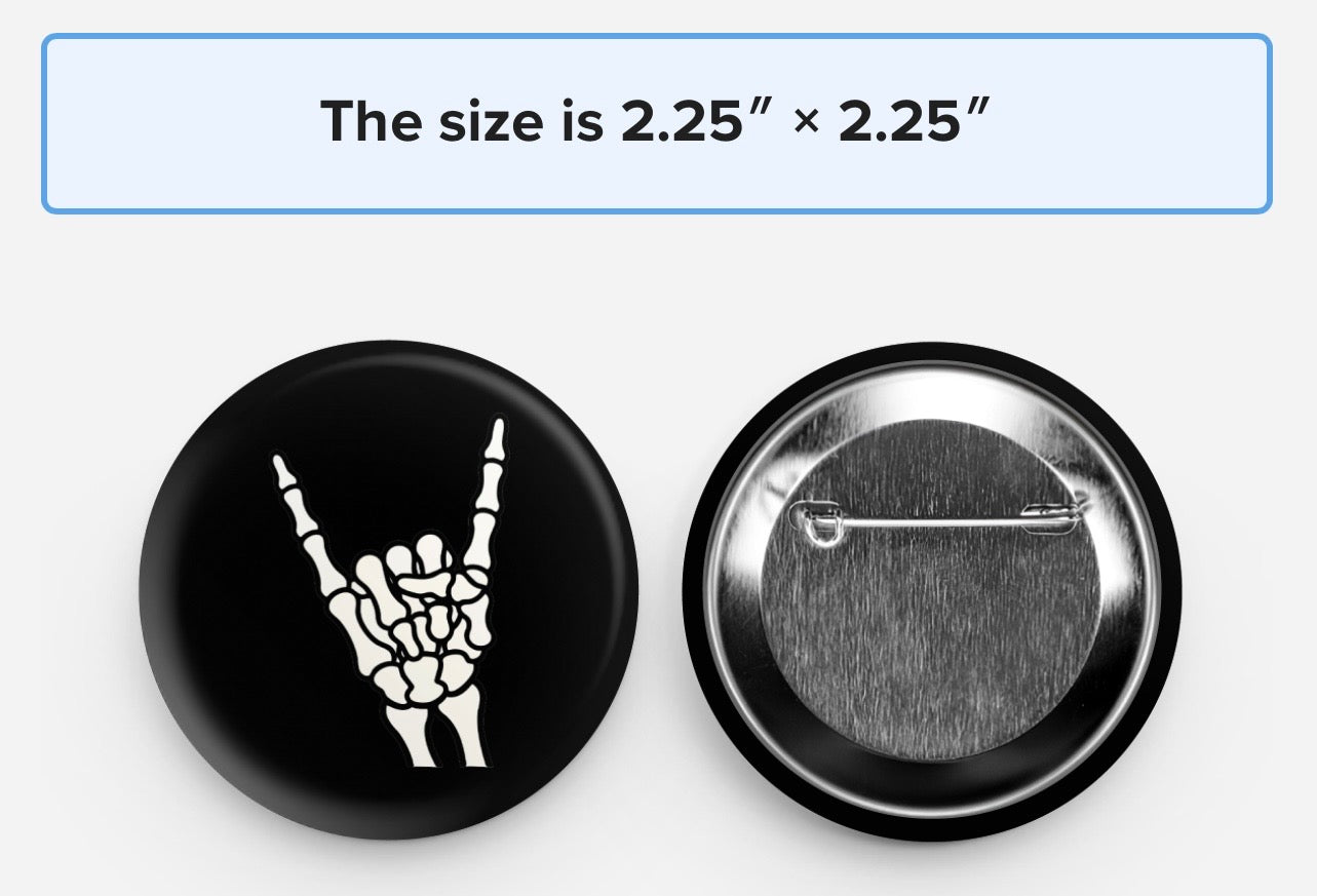 Rock'n roll pin back button
