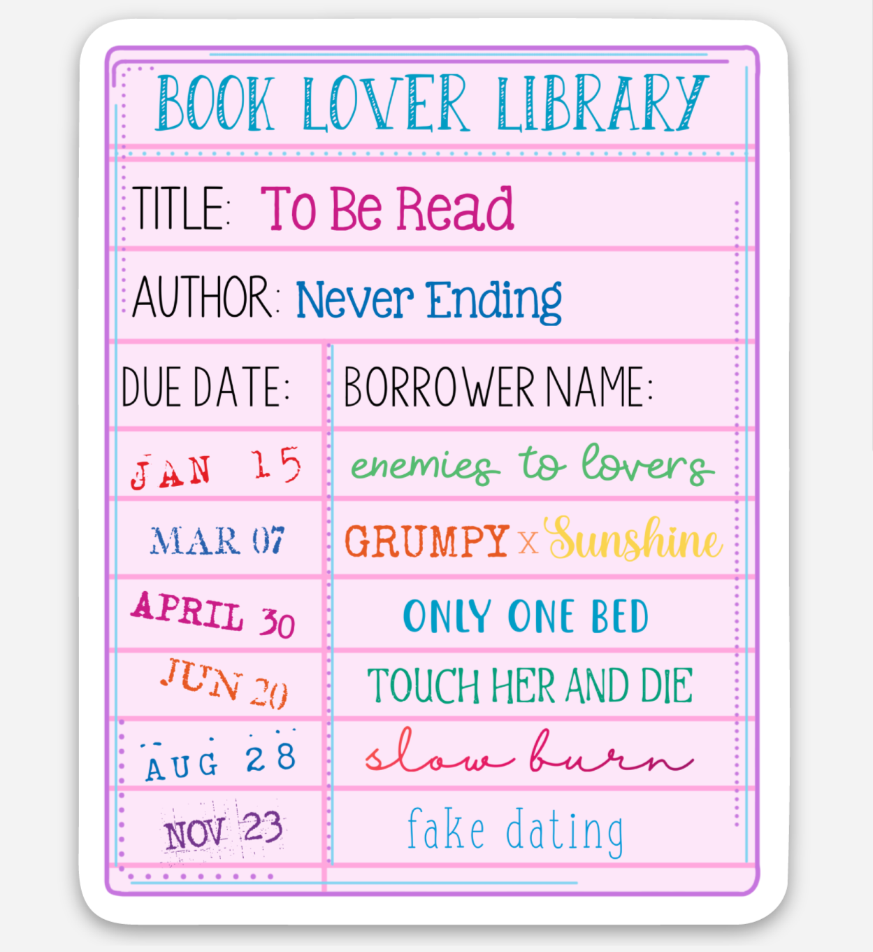 Book lover library sticker
