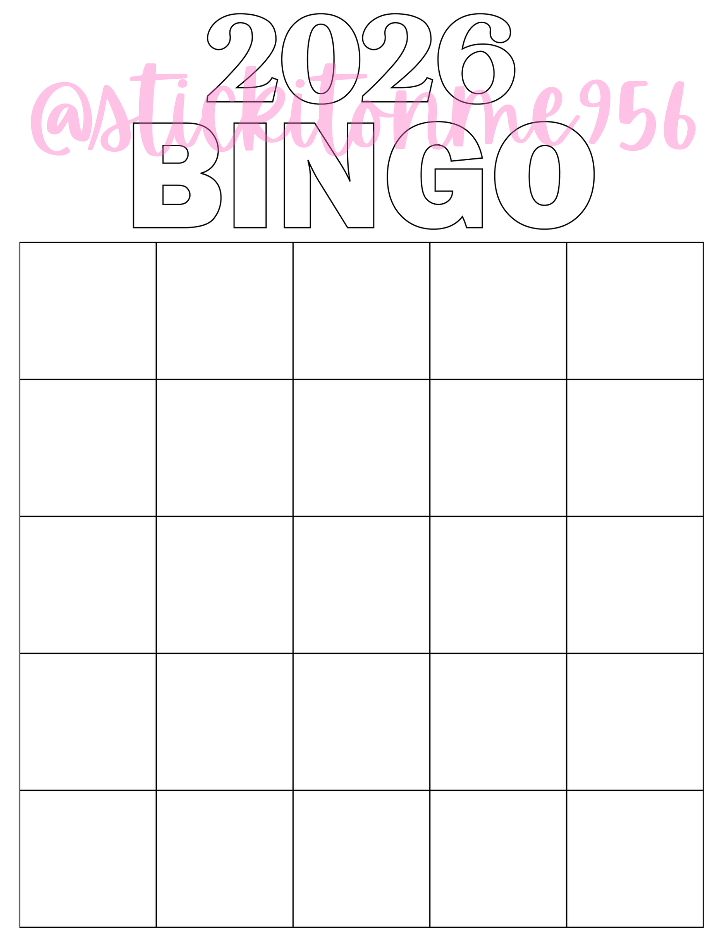 2026 Bingo Card sticker